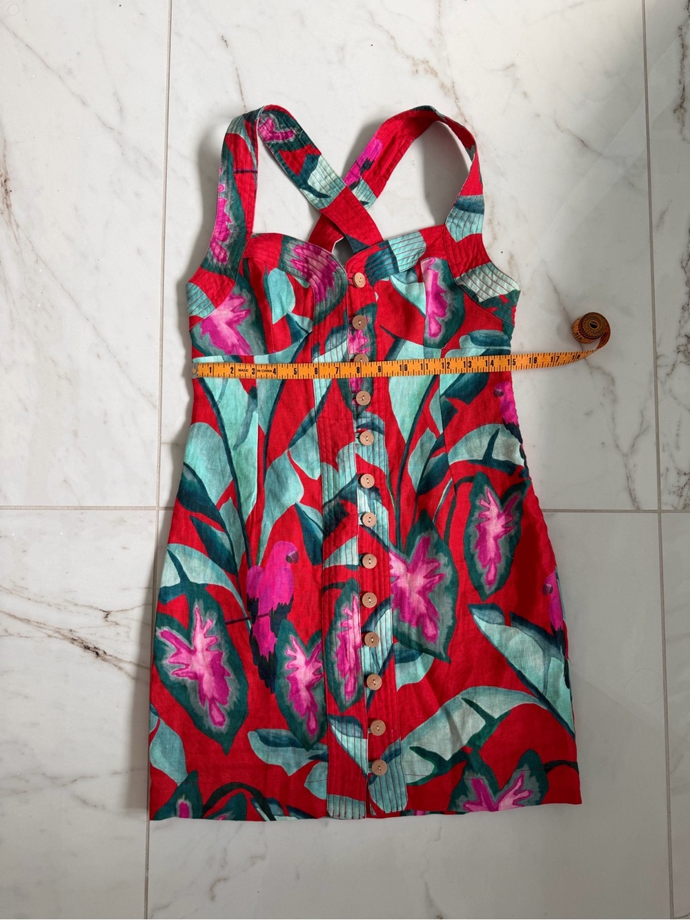 FARM Rio Red Summer Foliage Red Mini Dress NWT - Picture 10 of 12